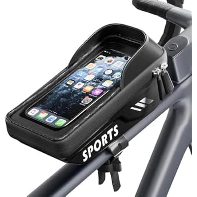 [Povlen] Povlen Waterproof Bike Frame Bag with Phone Holder, No Bounce Top Tube Bike Bag for Easy Access While Riding, Touchscreen Cycling Bag for Commuting, Road & MTB
