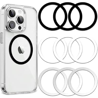 [Python Trend One] Python Trend One Metal Ring Compatible with MagSafe Sticker Designed for iPhone 12~17, Circle Magnetic Magnet Adapter Rings for Phone Case (Black Silver White)