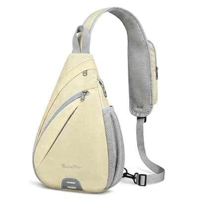 [Seektop] Seektop Anti Theft Crossbody Bag for Women RFID Blocking Waterproof Sling Backpack Lightweight 400D Nylon Small Chest Pack Shoulder Bag for Travel Hiking Commuting Men Beige