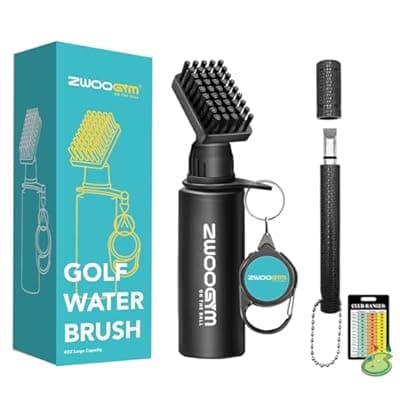 [ZWOOGYM] ZWOOGYM Pro Golf Club Cleaner Set, Water Brush with Holder Clip and 4oz Bottle, Golf Groove Sharpener, Suitable for U and V Grooves