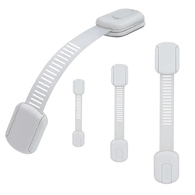 [Vkania] Vkania Child Proof Cabinet Locks - Cabinet Locks Baby Proofing with 3M Adhesives for Refrigerator, Oven, Cupboards, Toilet Seat - Adjustable,Easy Installation,No Drilling (4 Pack)