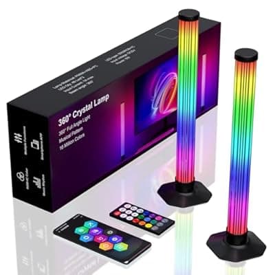 MIHEAL 12.59" 360° RGB Light Bars LED TV Backlight with DIY Music Sync Modes Smart Bluetooth Control, 8 Scene Modes Color Light Bar for Room Decoration, Gaming, PC, TV …