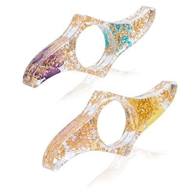 [Rohuis] Book Page Holder for Reading, 2 Pcs Dried Flower Resin Transparent Thumb Bookmark, Book Accessories for Reading Lovers, Gifts for Bookworm, Readers, Literary, Students, Teachers