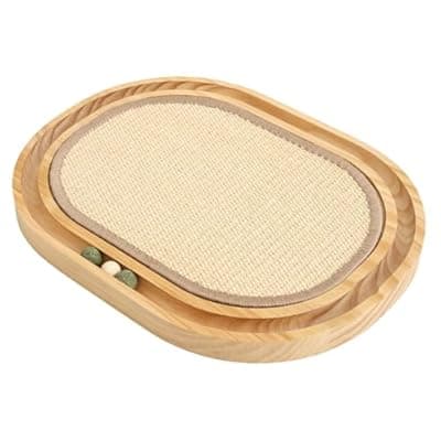 [HLSMKJ] HLSMKJ Sisal Cat Scratcher Toy, Natu sisal cat Scratching pad, Ball Track Wooden Interactive Cat Toy Ball, Catnip Ball, for Cats Chasing, Hunting, Mental Physical Exercise Puzzle