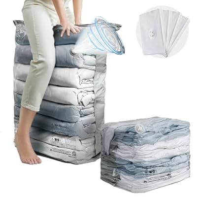 [TAILI] TAILI Vacuum Storage Bags 4 Pack, Jumbo Cube (31x40x15 Inch), Extra Large Vacuum Seal Bags for Clothing, Comforters, Blankets, Pillow, Bedding, Sweater, Closet Organizers, Space Saving, Cream