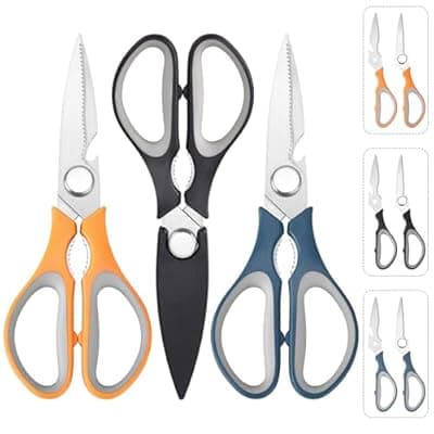 [KITNATS] 3-Pack Kitchen Shears Heavy Duty All Purpose Stainless Steel Scissors Dishwasher Safe Cooking for Meat, Chicken, Fish, Vegetable
