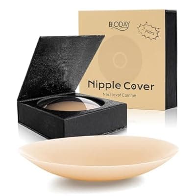 [Bioday] Bioday Seamless Invisible Nipple Covers for Women, 2 Pairs Sticky Pasties Breast Petals with Travel Case for Strapless Wear