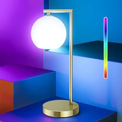 [MOITA] MOITA Cordless Table Lamp for Bedroom, Large LED Lamp for Living Room with Frosted Glass Shade, Bedside Lamps with Remote for Nightstand, 12 RGB Colors and 3 CCT Options