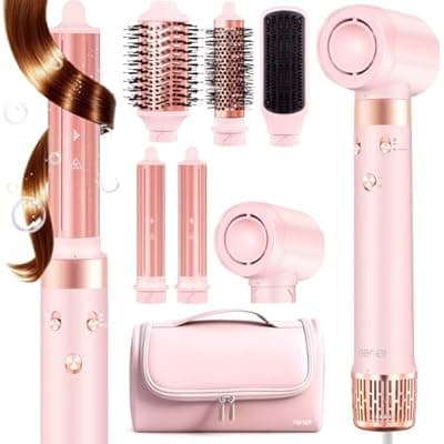 [ABNER] 6 in 1 Professional Hot Air Styler • Powerful Hair Dryer Brush & Multi-Styler with Auto Wrap Curler • Styling Without Heat Damage • Fast Drying Curling Volumizing • Travel Bag • Ideal Gift for Women