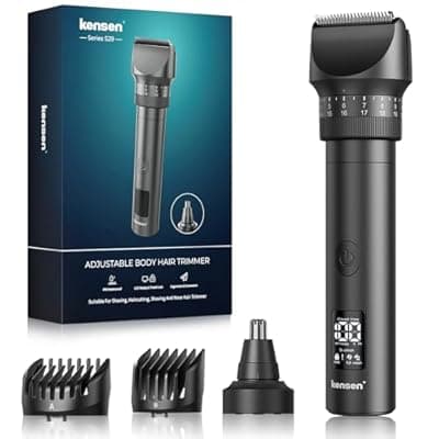 [kensen] Beard Trimmer for Men - 42 Adjustable Length Settings Hair Clippers, Professional Body Hair Trimmer for Men Precision Facial Hair Trimming IPX6 Waterproof Nose Trimmers LED Display Mustache Trimmers