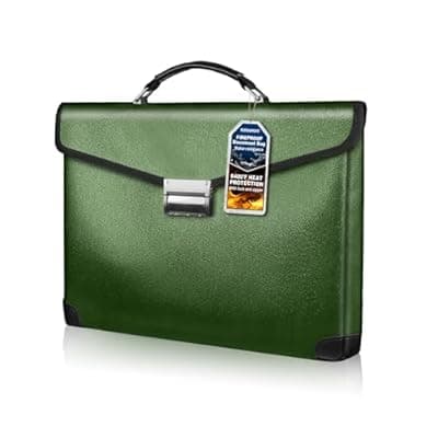 [RERAMDO] RERAMDO Fireproof Document Bag 14.5"X11"X2.5" Fireproof Money Bag for Cash With Lock and Zipper,Fire&Waterproof Storage Organizer Pouch for Valuables,Legal Document,Laptop,Passport,(Green)