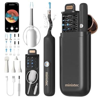 [MINIXTEC] Ear Cleaning Camera Wax Removal Tool kit, Earsight Plus E33R FSA HSA Eligible Items, Ear Cleaner with Flexible Ear Camera Otoscope, Visual Ear Picker Wireless Earwax Remover Tweezers for Adults & Kids
