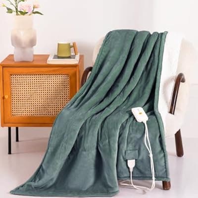 [Templewet] Templewet Heated Blanket Electric Throw 50" x 60" -Heated Throw Blanket with 4 Heating Levels & 3 Hours Auto Off,Machine Washable,ETL & FCC Certification(Lake Green)