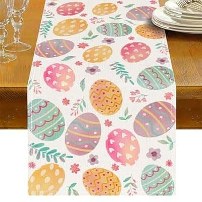 [Oeyliz] Oeyliz Easter Table Runner Easter Egg Table Runners Kitchen Dining Table Decoration 13x72 Inches Spring Table Runners Table Decoration for Home Party Decor