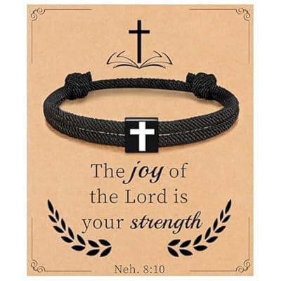 [Sistble] Sistble Easter Gifts, Easter Basket Stuffers Christian Gifts Cross Bracelet for Men Handmade Braided Rope Bracelet Bible Verse Baptism First Communion Confirmation Gift for Teenage Boys Girls