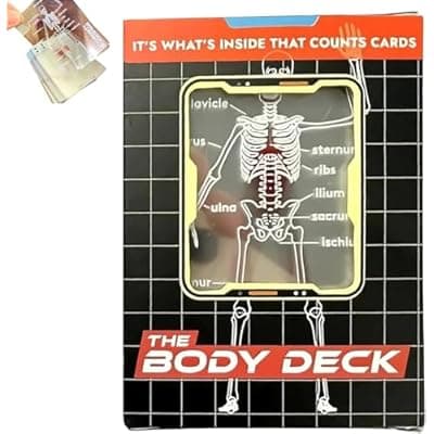 [AKLOZYX] AKLOZYX The Body Deck Transparent Anatomy Playing Cards, 3D Skeleton Design, Educational Card Game, 54 Cards (1 Pack)