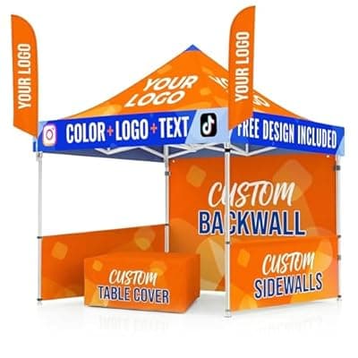[OPPEINDDIY] Custom Canopy Tent with Logo by OPPEINDDIY 10x10 Pop Up Tent Personalized Customizable Heavy Duty for Events Vendor Business Trade Show Marketing Advertising