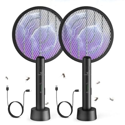 [GooQand] Gooqand Bug Zapper Racket, 2 in 1 Fly Swatter USB Rechargeable, 4000V Electric Fly Zapper with 3 Layer Safety Mesh，Electric Racket for Kitchen, Home, Garden and Outdoors(2 Pack