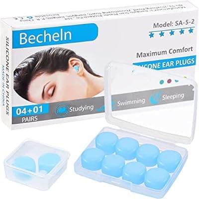 [Becheln] Reusable Silicone Ear Plugs, Waterproof Noise Cancelling EarPlugs for Sleeping, Mowing, Swimming, Airplanes, Concerts