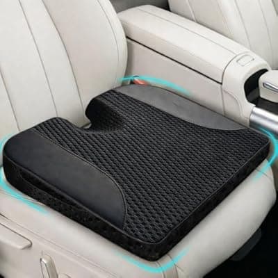 [ComfiLumba] ComfiLumba Car Seat Cushion, Extra Large Wedge Car Seat Cushion for Driving, Better Visibility, Pressure Relief Memory Foam for Sciatica & Tailbone Pain Relief, (Black Mesh)