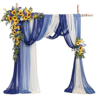 [TINGE TIME] TINGE TIME Wedding Arch Flowers Kit - Deluxe 5pcs Artificial Floral Swag with 3 Sheer Drapes, Realistic Silk Flower Arrangements for Wedding Ceremony Arbor Backdrop Reception Party Home Decor