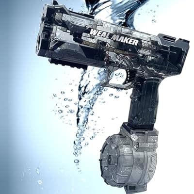 [HaiiuzHi] Electric Water Gun for Adults & Kids,Squirt Gun with Dual Water Tanks, Powerful Long Range up to 28FT, Transparent Waterproof Auto Water Blaster for Summer Pool Outdoor Play