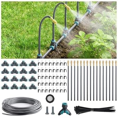 [Generic] 98FT 1/4" Quick-Connect Drip Irrigation System Kit, Automatic Garden Watering System with 16 Pcs Adjustable Spray Nozzles for Garden, Greenhouse, Yard, Lawn