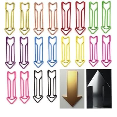 [Upquzzfy] Upquzzfy 80 Pcs Arrow -Shaped Paper Clips Set, Multicolor Metal Cute Paperclips for School & Office - Perfect for Organizing Documents & Bookmarks & Decor