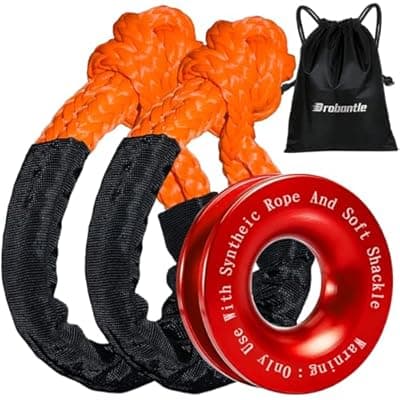 [Brobantle] Synthetic Soft Shackle & Recovery Ring Kit, 2PCS 1/2" x 22" Soft Shackles(56,000Lbs Breaking Strength) with Snatch Ring for Synthetic Winch Rope for Off-Road Jeeps ATV UTV SUV Vehicle Recovery