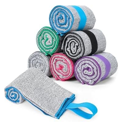 [KISS QUEEN] KISS QUEEN 6 Pack Microfiber Gym Towels Quick Dry Lightweight Sweat Towel for Men Women Working Out Fitness Tennis Running Hiking Cycling Fishing Camping(6 Pack(Grey))
