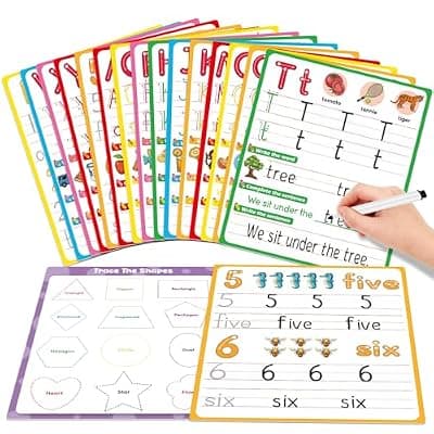 [PraxiKidy] PraxiKidy Alphabet Number Shapes Flash Cards,Sentence Building for Kids,Handwriting Practice Writing Tracing Phonics Preschool Kindergarten Toddler Learning Activities Homeschool Classroom ABC Letter