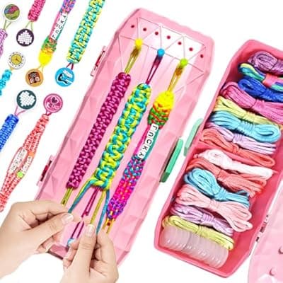 [Cangroo] Friendship Bracelet Making Kit for Girls Ages 6-12｜DIY Arts & Craft Kits with 200 Alphabet Beads｜Bracelet String Maker Kids Jewelry Making Best Christmas Birthday Gift for 6-8,8-10,10-12 Year Olds
