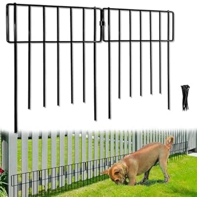 [Thrivinest] Thrivinest 10 Pack Animal Barrier, No Dig Decorative Fence, 17in(H) x10ft(L) Rustproof Metal Small Garden Fence Border for Dogs Rabbits, Bottom Blocker for Outdoor Yard Patio