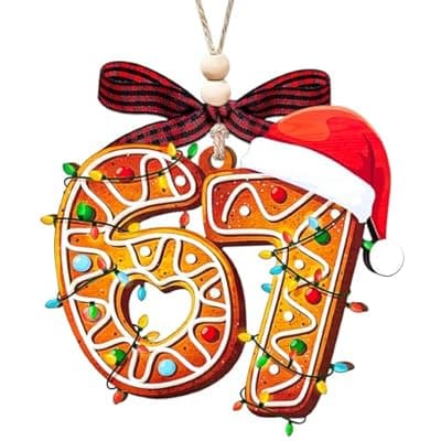 [YXOTJHS] 67 Ornament, 6 7 Christmas Ornaments 2026, Funny Christmas Ornament, Wood Gingerbread 67 Meme Ornaments for Kids, 6 7 Gifts