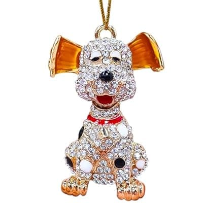 [JUNQIU US] Dog Ornaments for Christmas Tree, Handmade Metallic Ornament with Rhinestone, Cute Pet Decor, Beautiful Christmas Ornaments for Kids - Gifts for Dog Lovers