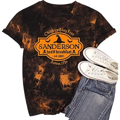 [TUEIwiwo] Hocus Pocus Shirt Womens Sanderson Sisters T-Shirts for Women Classic Halloween Movie Graphic Tee Tops