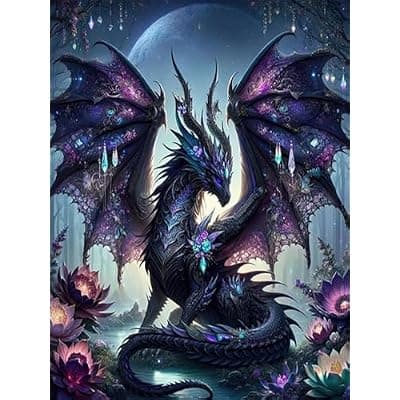 [Ekuxom] Ekuxom Dragon Diamond Art Kits for Adults, 5D Dragon Diamond Painting Kits for Adults Beginners, DIY Round Full Drill Diamond Gem Art Kits for Gift Home Wall Decor 12x16in