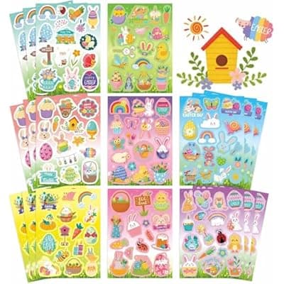 [QIRUIMI] Easter Stickers, 378PCS Cute Aesthetic Easter Water Bottle Stickers Waterproof Vinyl Phone Skateboard Laptop Sticker for Kids Teens Boys Girls