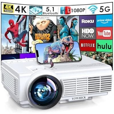 [YOWHICK] Projector with WiFi and Bluetooth, 5G WiFi Native 1080P 9500L YOWHICK Outdoor Projector 4K Support, Mini Portable Movie Projector, for HDMI, VGA, USB, Laptop, iOS & Android Phone