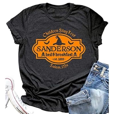 [TUEIwiwo] Hocus Pocus Shirt Womens Sanderson Sisters T-Shirts for Women Classic Halloween Movie Graphic Tee Tops