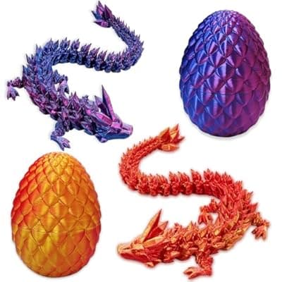 [YXOTJHS] YXOTJHS 2Pcs 3D Printed Dragon, Dragon Eggs with Dragon Inside, 8.7 Inch Dragon Fidget Toy, Crystal Eggs, 3D Printed Animals, Stocking Stuffers for Kids