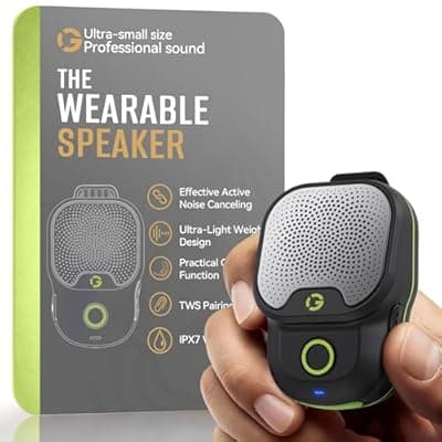 [GOTOOLZ] GOTOOLZ Wearable Bluetooth Speaker, Bluetooth 5.4 Clip On Wireless Speaker with Mic, TWS Function, 12Hrs Playtime, IPX7 Waterproof, Mini Portable Speakers for Outdoor Working, Biking, Running