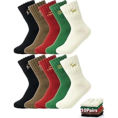 BomKinta Women's Boot Socks - Thick Boot Solid Crew Socks - Warm Cozy Soft Calf Sock 10 Pairs Size 5-11