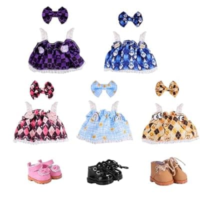 [Ezcora] Ezcora Doll Costume, 5 Pack Clothes for 6" Doll, Includes 3 Pairs of Shoes, Great for Play and Display, Costume Accessories for Collectors