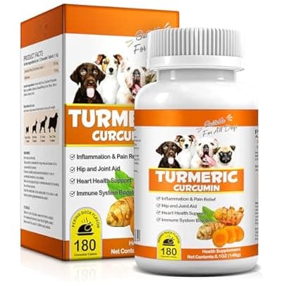 [Uruses] Uruses Turmeric Curcumin for Dogs, Hip & Joint Support, Heart Health Support, Immune System Booster, Dog Joint Supplement for All Ages Breeds & Sizes, 180 Chewable Tablets, Peking Duck Flavor