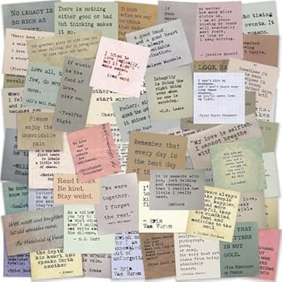 [XGXHZYLC] 120 Pieces Non-repetitive Retro Typewriter Style Motivational Quote Stickers, Inspirational Vintage Journaling Stickers, Famous Words Scrapbook Sticker for Planner Bullet Junk Journal Laptop