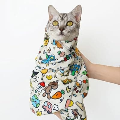 [JPTECY] JPTECY Cat Wrap for Cutting Nails Large Size 31.5in Self-Adhesive Cat Grooming Wrap Cat Nail Clipper Hammock Cat Restraint for Nail Clipping Cat Grooming Supplies(Under 18lbs)