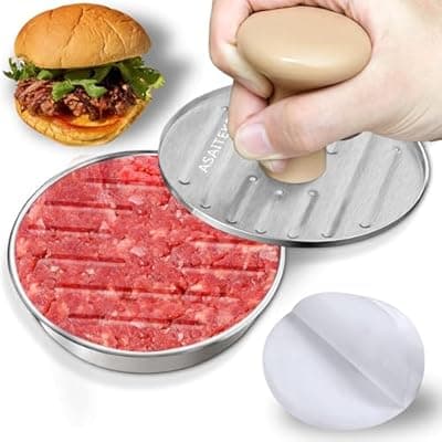 [DSTHISAR] DSTHISAR Burger Press, 5”Stainless Steel Hamburger Press Patty Maker, Non-Stick Hamburger Press for Making Patties, for Grilling and Cooking, Comes with 100 Pieces of Wax Paper