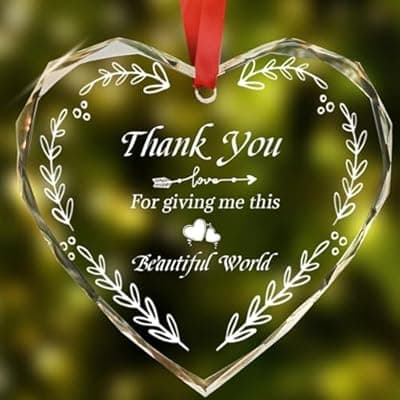 [Trazzo] Thank You Gifts for Mom, Wife, or Loved Ones - 'Thank You for Giving Me This Beautiful World' - Elegant Hanging Ornaments Crystal Gift for Mother’s Day, Anniversary, Birthday, or Christmas