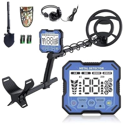 [MeinWei] Metal Detector for Adults Professional, High Accuracy Professional Gold and Silver, 4.2-inchLCD display10-inch Waterproof Metal Detector Coil, 5 Modes, for Gold Coin Detection, Blue